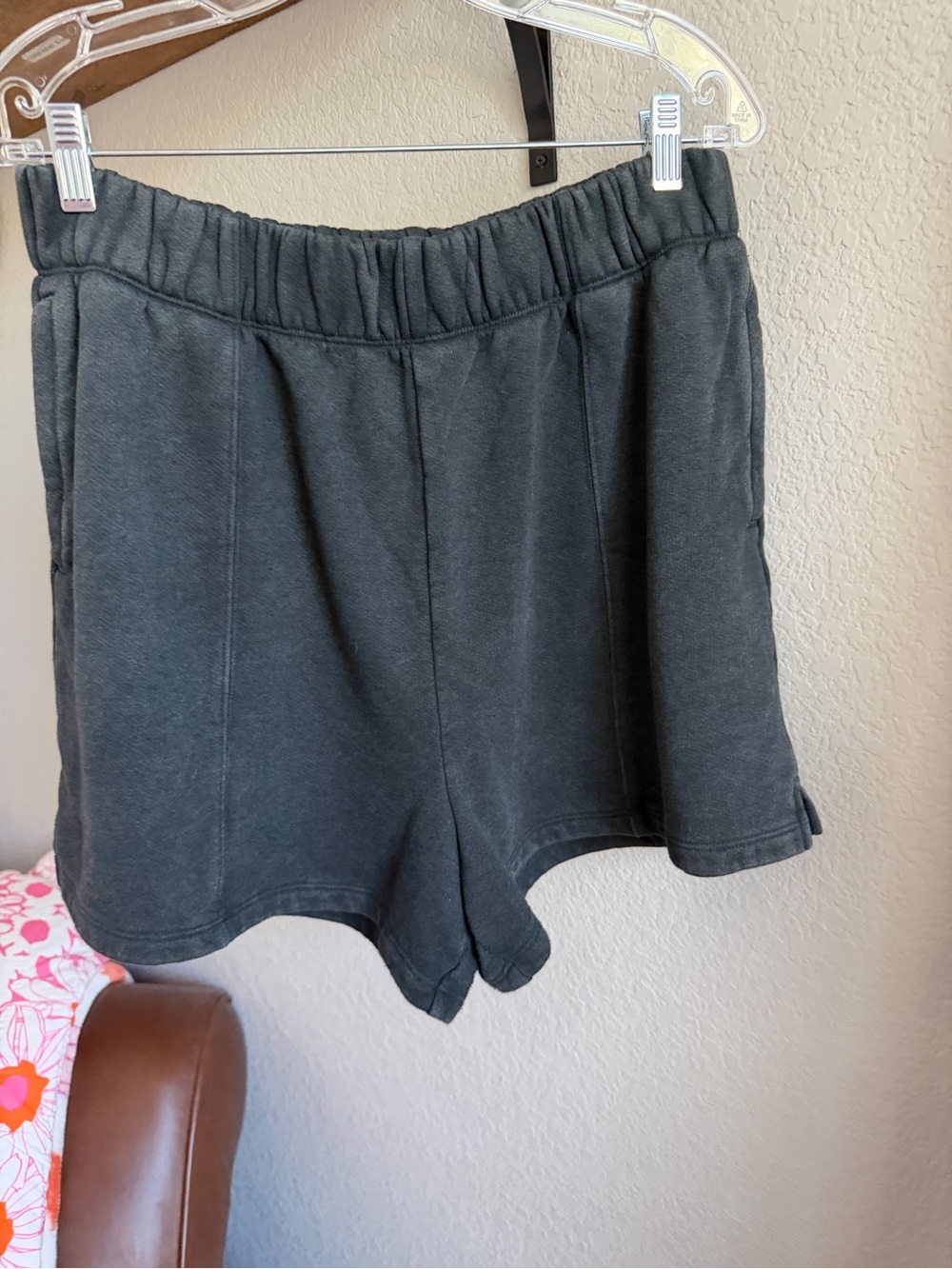 NUUDS Seamed Vintage Fleece Shorts in Washed Black